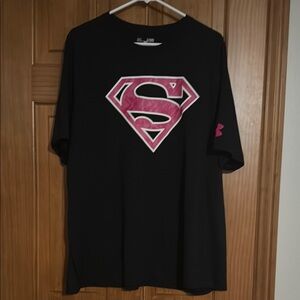 Under Armour Superman Men’s Tee T Shirt Heat Gear XL Black Pink